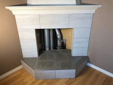 2 Tone Tile Corner Fireplace - Victoria