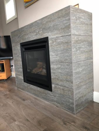 Tile Fireplace with Schluter Corner Profile - Sooke