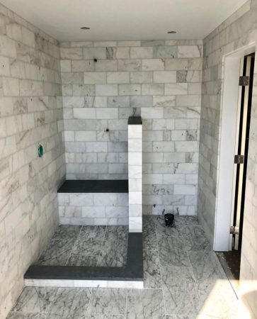 White Marble Tile Bathroom - Metchosin